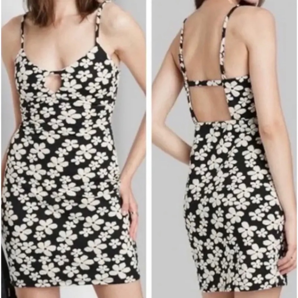 Wild Fable Womens Black White Daisy Sleeveless Dress XS NWT
